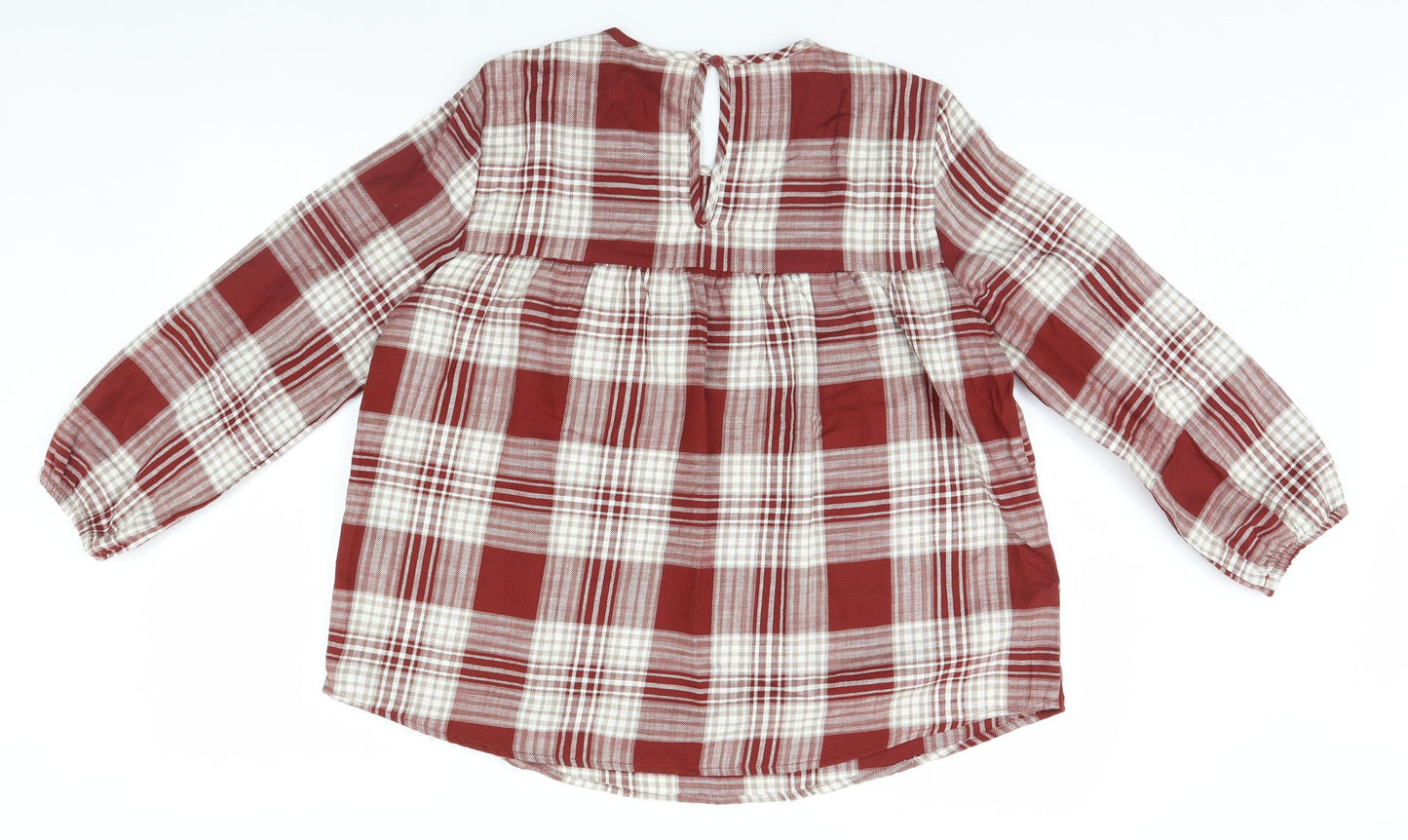 Preworn Womens Brown Plaid  Basic Blouse Size 8