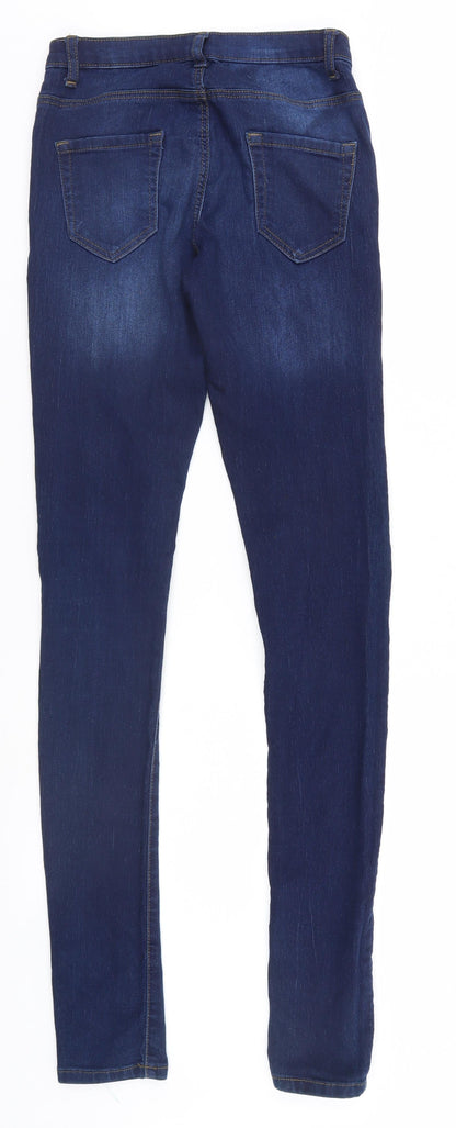 Back view of Denim & Co. women’s blue straight jeans, size UK 8, 32-inch leg