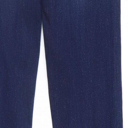 Brand and care label for Denim & Co. women’s blue straight jeans, size UK 8, 32-inch leg