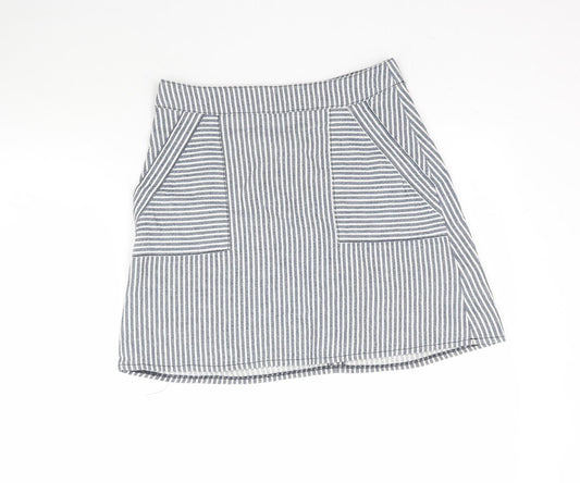 Cooperative Womens Blue Striped  A-Line Skirt Size S