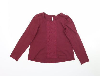 Additional front view of Tu girls’ red basic t-shirt, size 8, years - lace detail