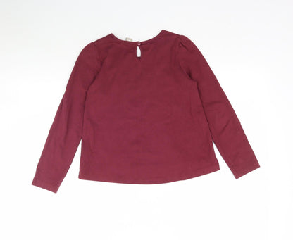 Back view of Tu girls’ red basic t-shirt, size 8, years - lace detail