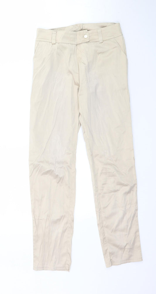 Preworn Womens Beige  Satin Trousers  Size XS L27 in - Shiny Satin Feel