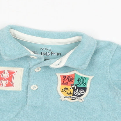 Close-up detail of Marks & Spencer Baby Blue Basic Polo, size 0-3, Months - HARRY POTTER