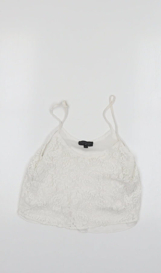 Top Shop Womens White Floral  Basic Blouse Size 6
