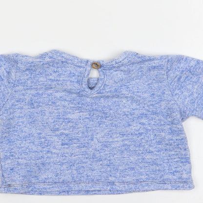 Brand and care label for Matalan Baby Blue jumper, size 0-3, Months