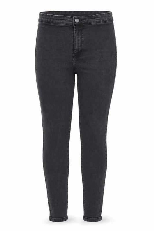 Front view of Denim Co women’s grey denim skinny jeans, size UK 14, 25-inch leg