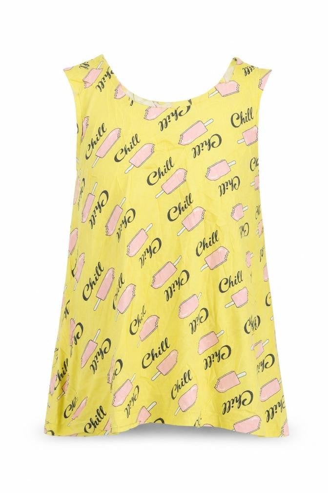 M&Co Girls Yellow Geometric  Basic Tank Size 11-12 Years