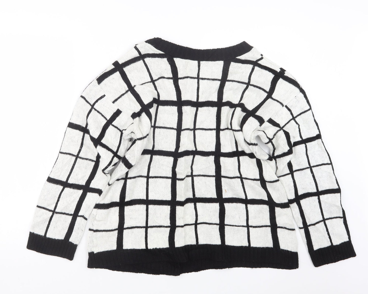 Peacocks Womens White Check Knit Pullover Jumper Size L