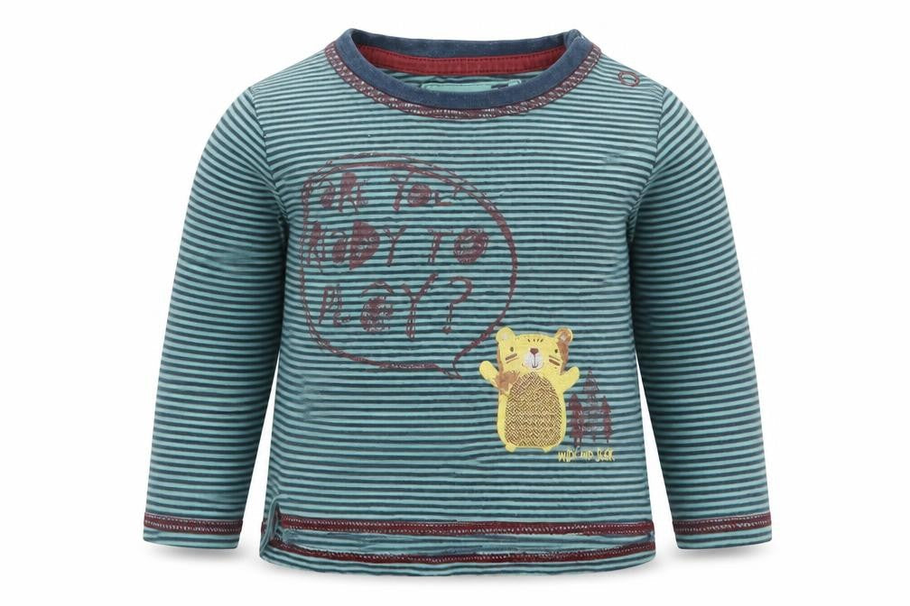 TU Boys Green Striped  Basic T-Shirt Size 6-9 Months