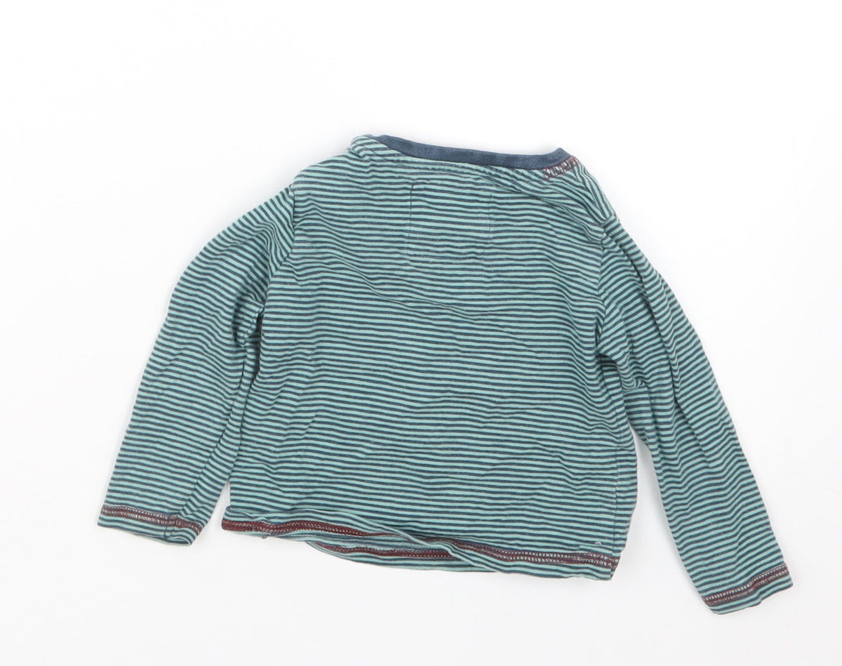 TU Boys Green Striped  Basic T-Shirt Size 6-9 Months