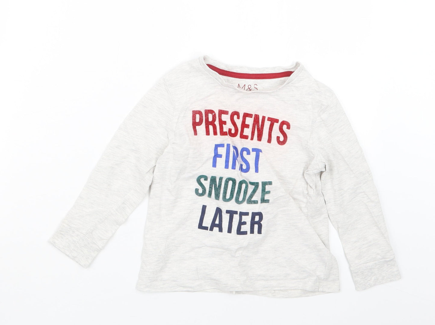 Marks and Spencer Boys Grey Geometric   Pyjama Top Size 3-4 Years