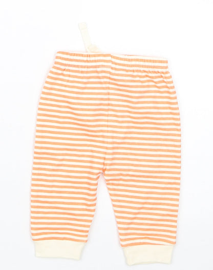 Back view of Mini Cuddles boys’ orange striped capri trousers, size 3-6, months