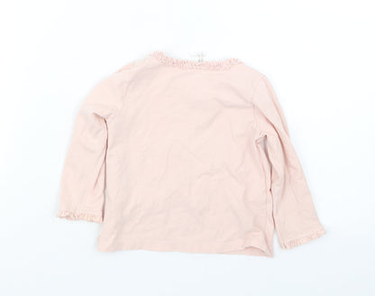 Back view of H&M girls’ pink basic t-shirt, size 6-9, months