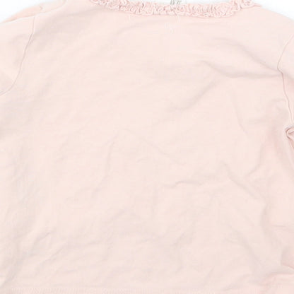 Brand and care label for H&M girls’ pink basic t-shirt, size 6-9, months