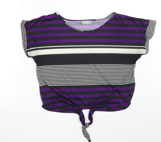 Wallis Womens Multicoloured Striped  Cropped T-Shirt Size M