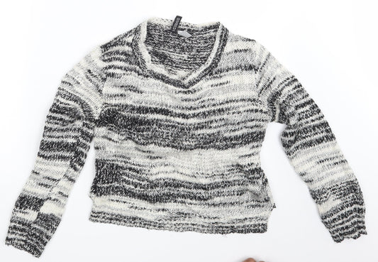 H&M Womens White Geometric  Pullover Jumper Size XS