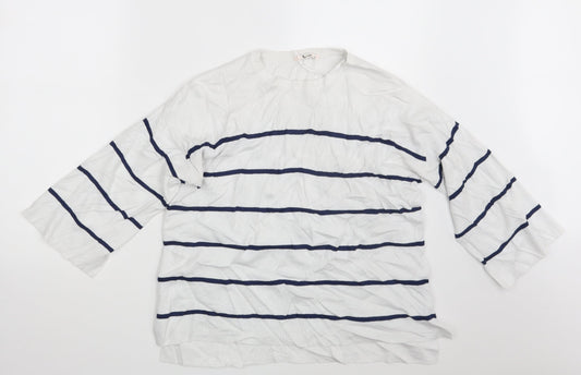 TU Womens White Striped  Pullover Sweatshirt Size 10