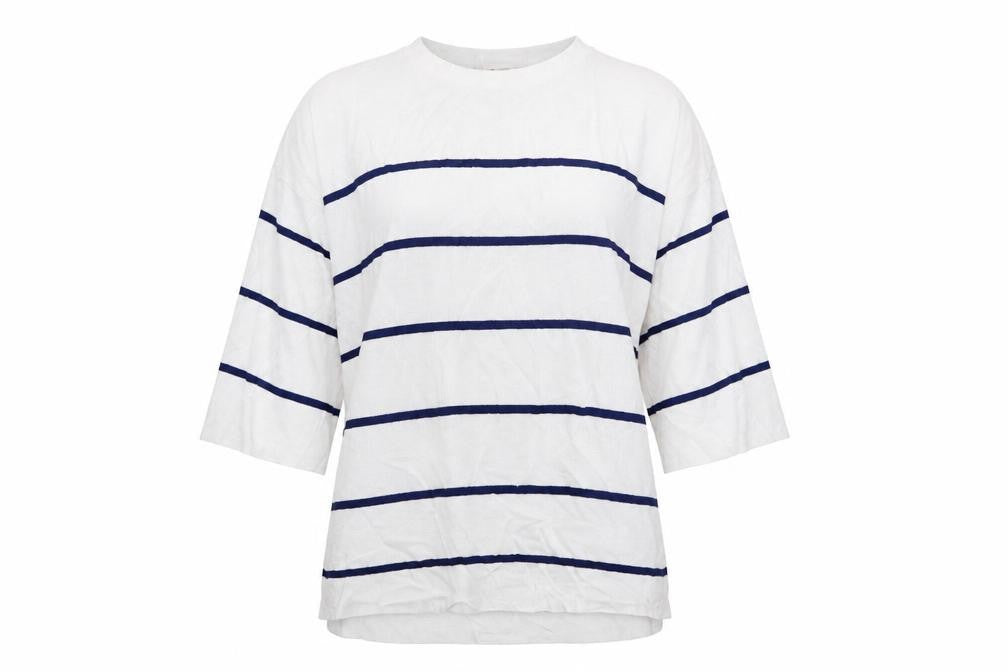 TU Womens White Striped  Pullover Sweatshirt Size 10