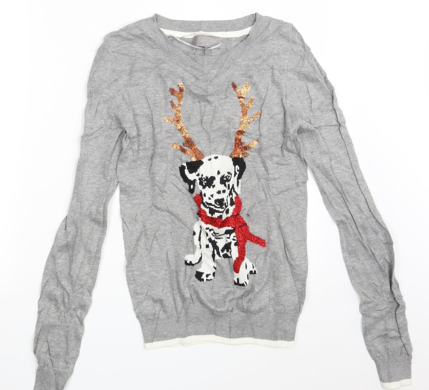 NEXT Womens Grey   Pullover Sweatshirt Size 6  - Seasonal Christmas Festive Holiday