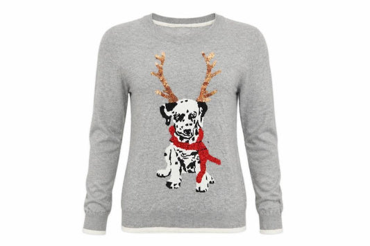 NEXT Womens Grey   Pullover Sweatshirt Size 6  - Seasonal Christmas Festive Holiday