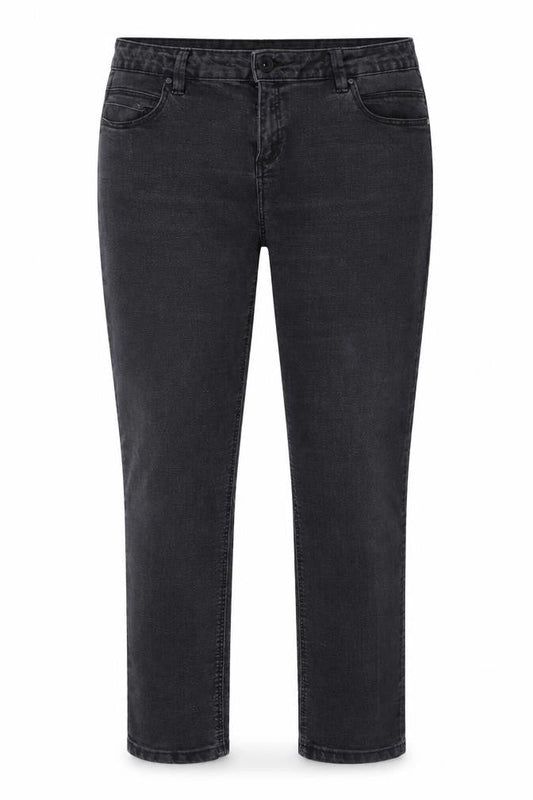 Front view of Denim & Co. women’s grey denim skinny jeans, size UK 14, 26-inch leg