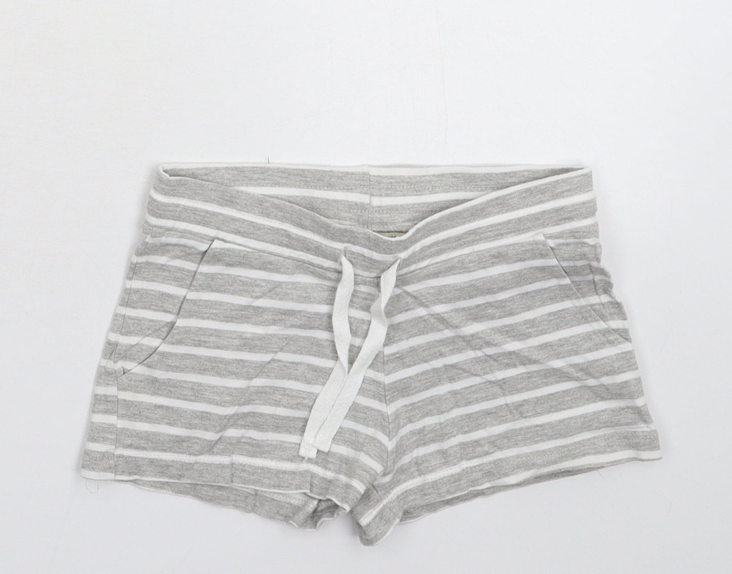 H&M Girls Grey Striped  Sweat Shorts Size 8-9 Years