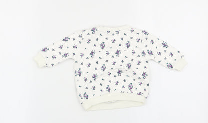 Back view of F&F girls’ white floral jumper, size 0-3, months