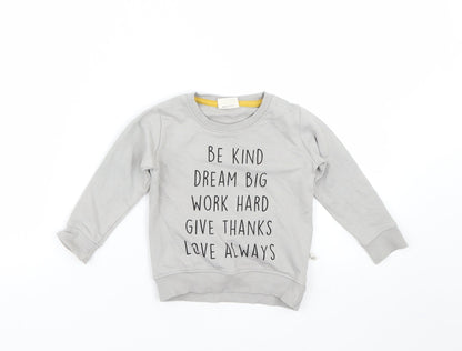 Additional front view of V&crew boys’ grey jumper, size 18-24, months