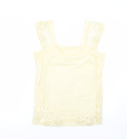 Preworn Womens Yellow Floral  Basic Tank Size M