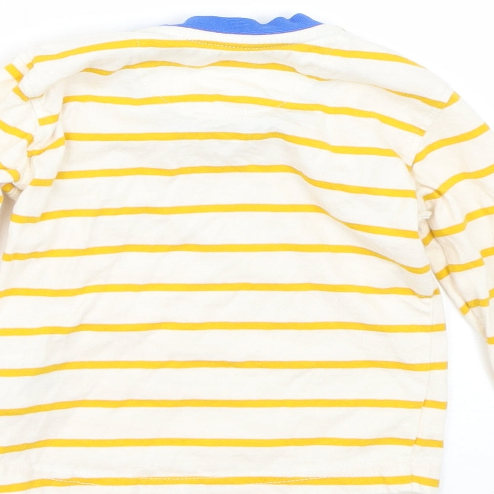 Mothercare Girls Yellow Striped  Basic T-Shirt Size 9-12 Months