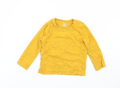 Additional front view of F&F girls’ yellow basic t-shirt, size 9-12, months