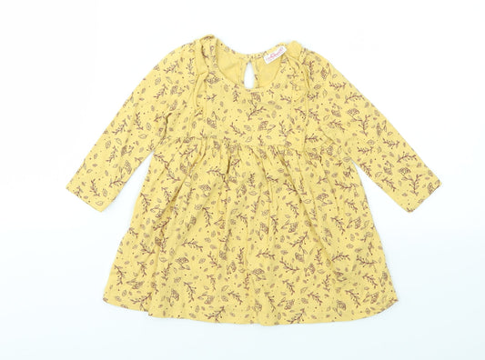 SO CUTE Girls Yellow Animal Print  Fit & Flare  Size 9-12 Months