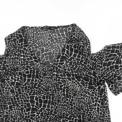 Capsule Womens Black Animal Print Basic Blouse Size 12 - Giraffe print