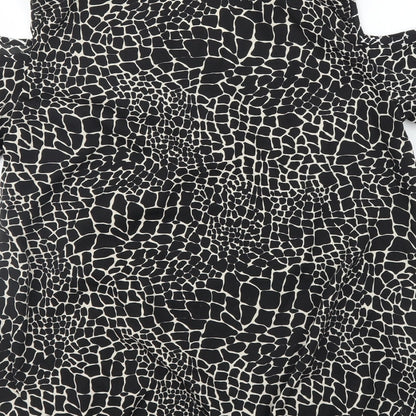 Capsule Womens Black Animal Print Basic Blouse Size 12 - Giraffe print