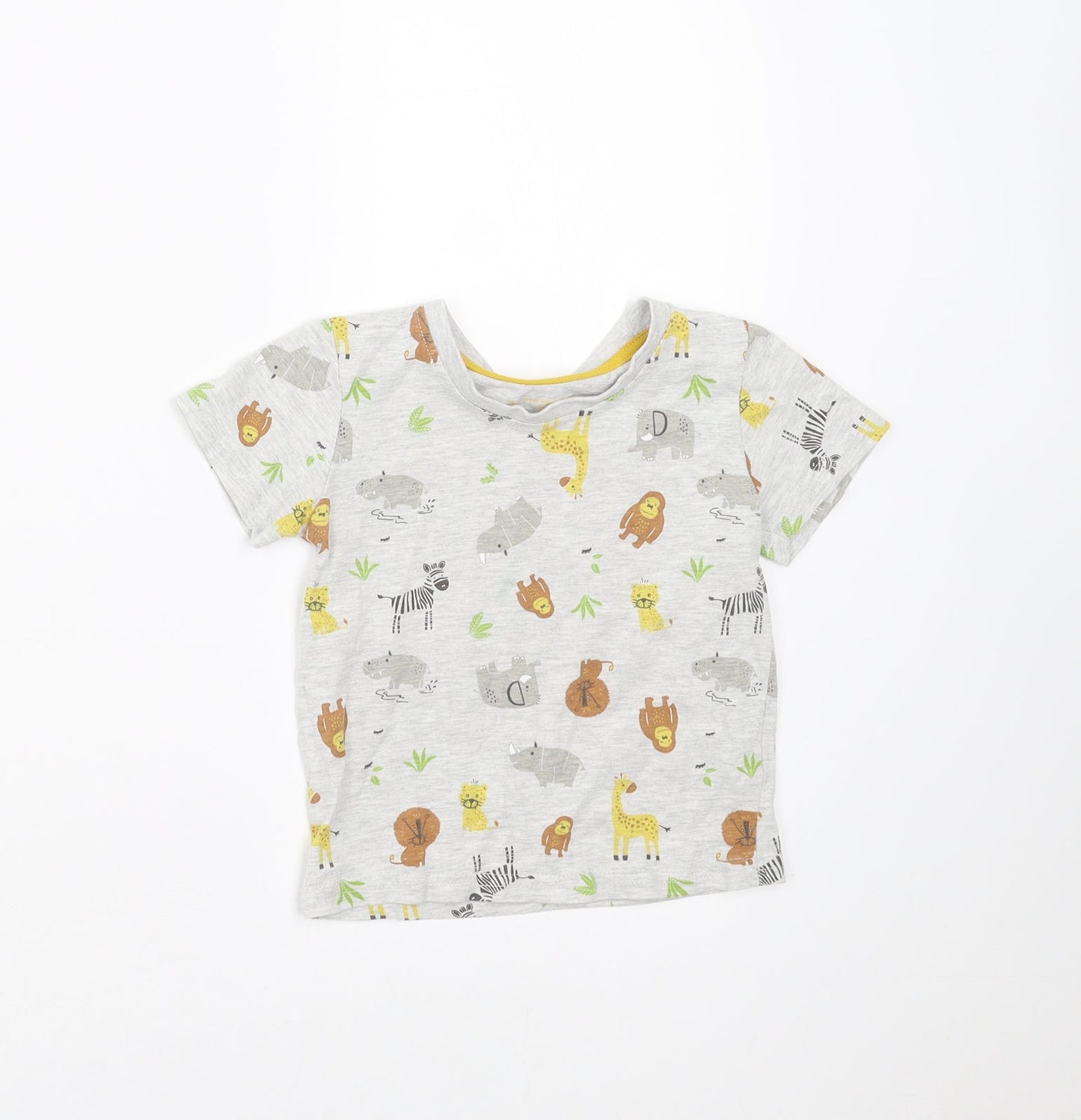 Primark Baby Grey   Basic T-Shirt Size 12-18 Months  - animals