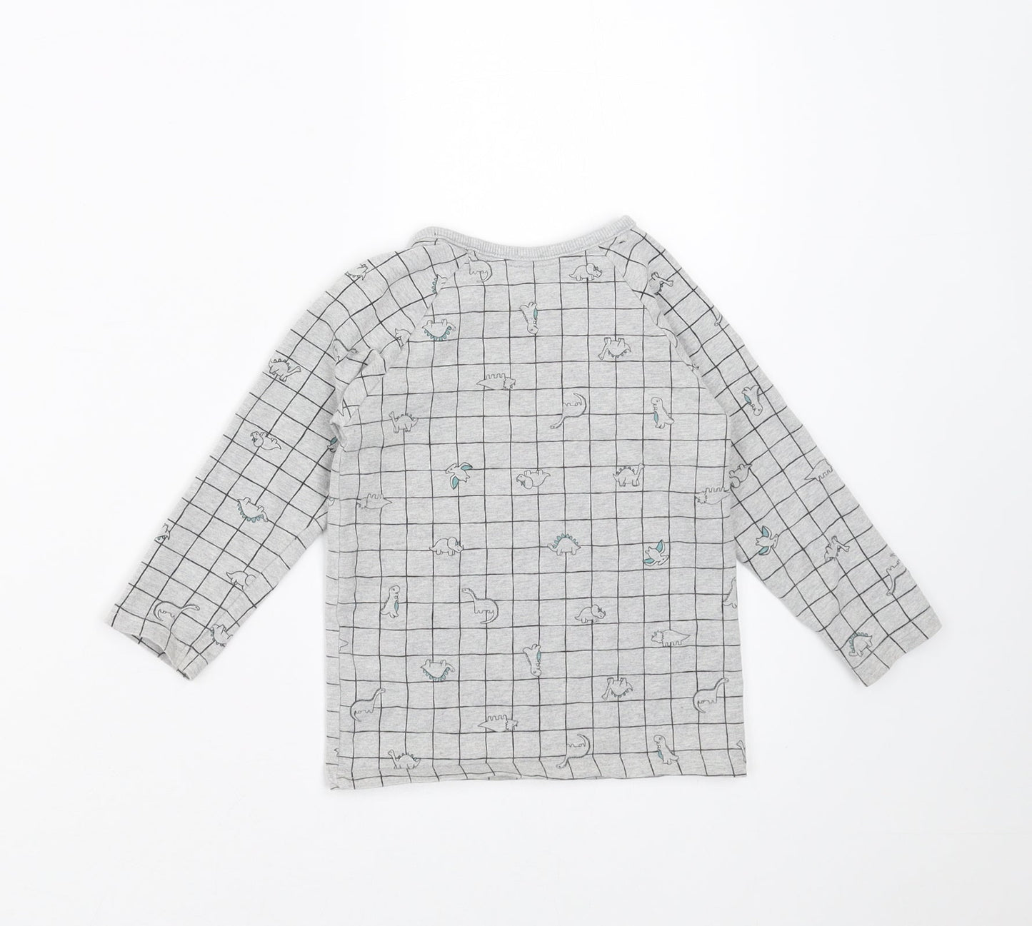 George Boys Grey Check  Basic T-Shirt Size 12-18 Months  - dinosaur