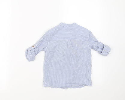 Back view of Billie Baby Blue Striped Basic Button-Up, size 18-24, Months