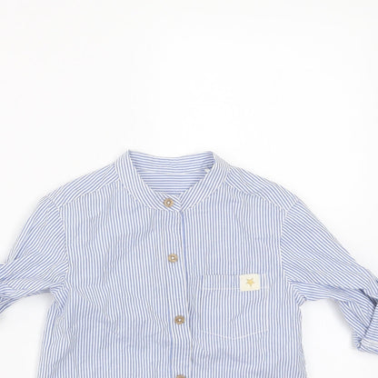 Close-up detail of Billie Baby Blue Striped Basic Button-Up, size 18-24, Months