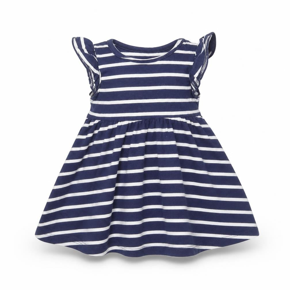 Marks & Spencer Girls Blue Striped  Fit & Flare  Size 0-3 Months