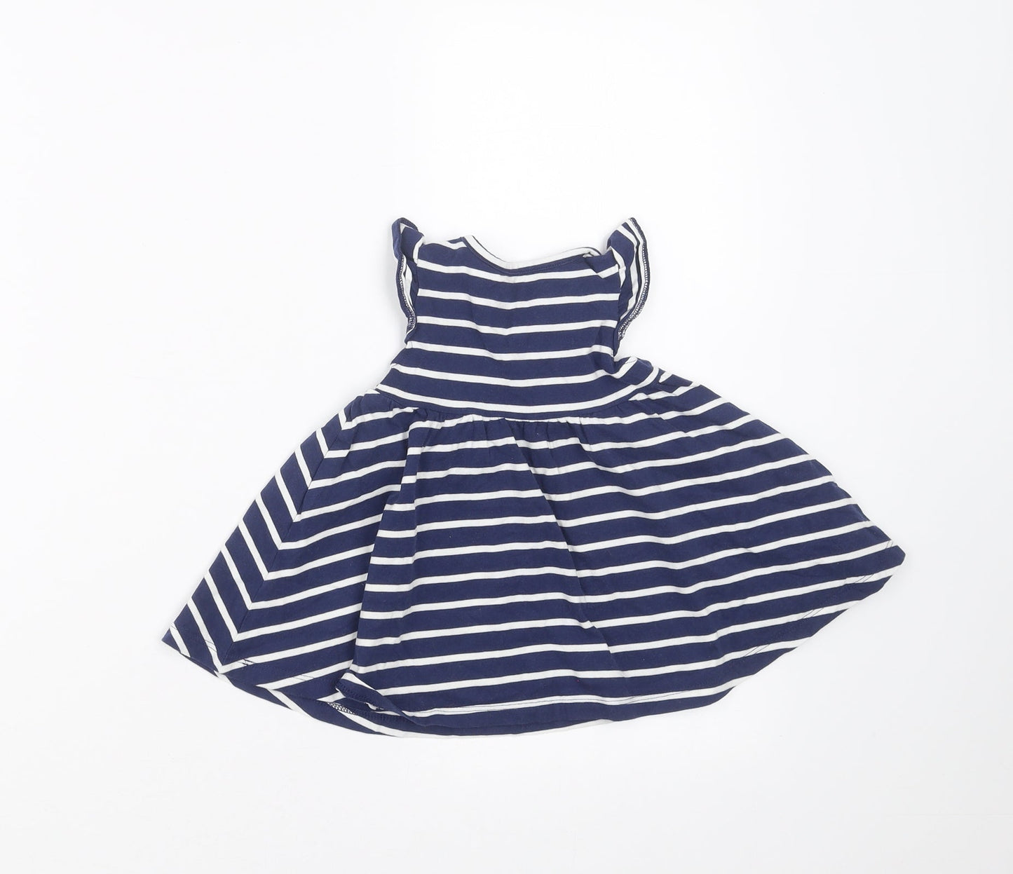 Marks and Spencer Girls Blue Striped  Fit & Flare  Size 0-3 Months