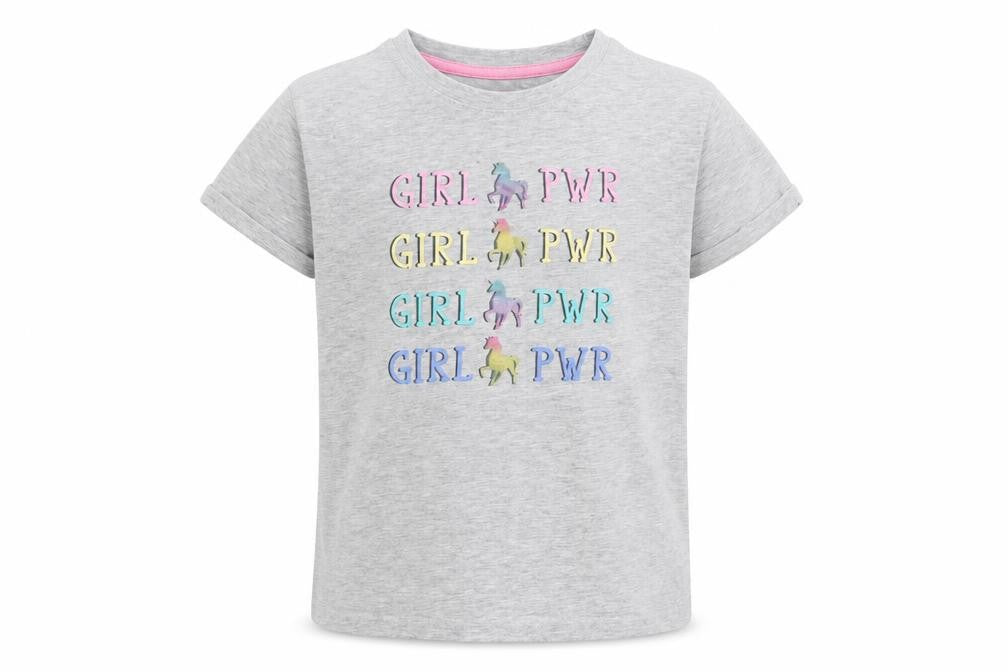 Matalan Girls Grey   Basic T-Shirt Size 6 Years  - girl power
