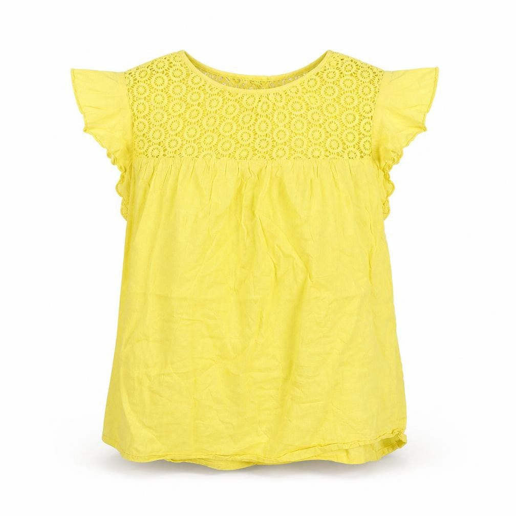 Zara Womens Yellow   Basic Blouse Size S  - crochet detail