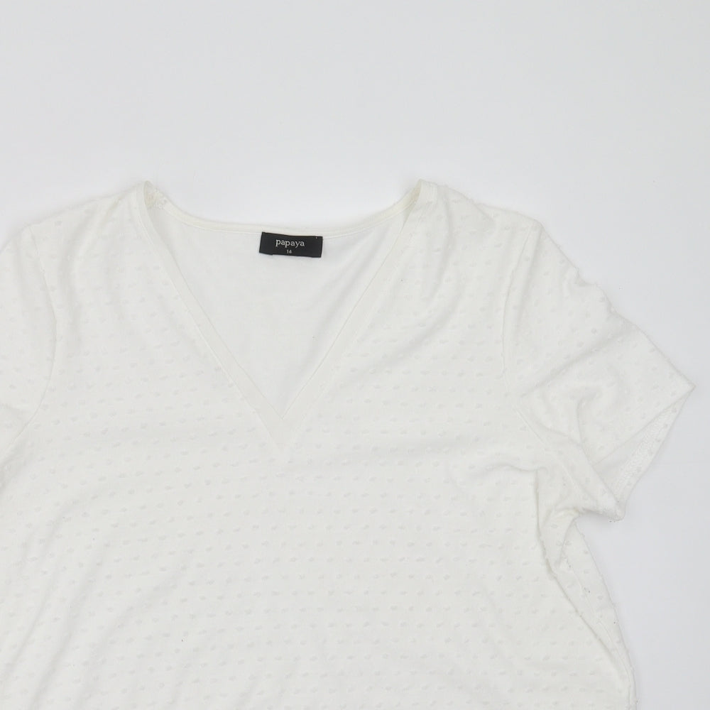 Papaya Womens White   Basic Blouse Size 14  - dotted pattern