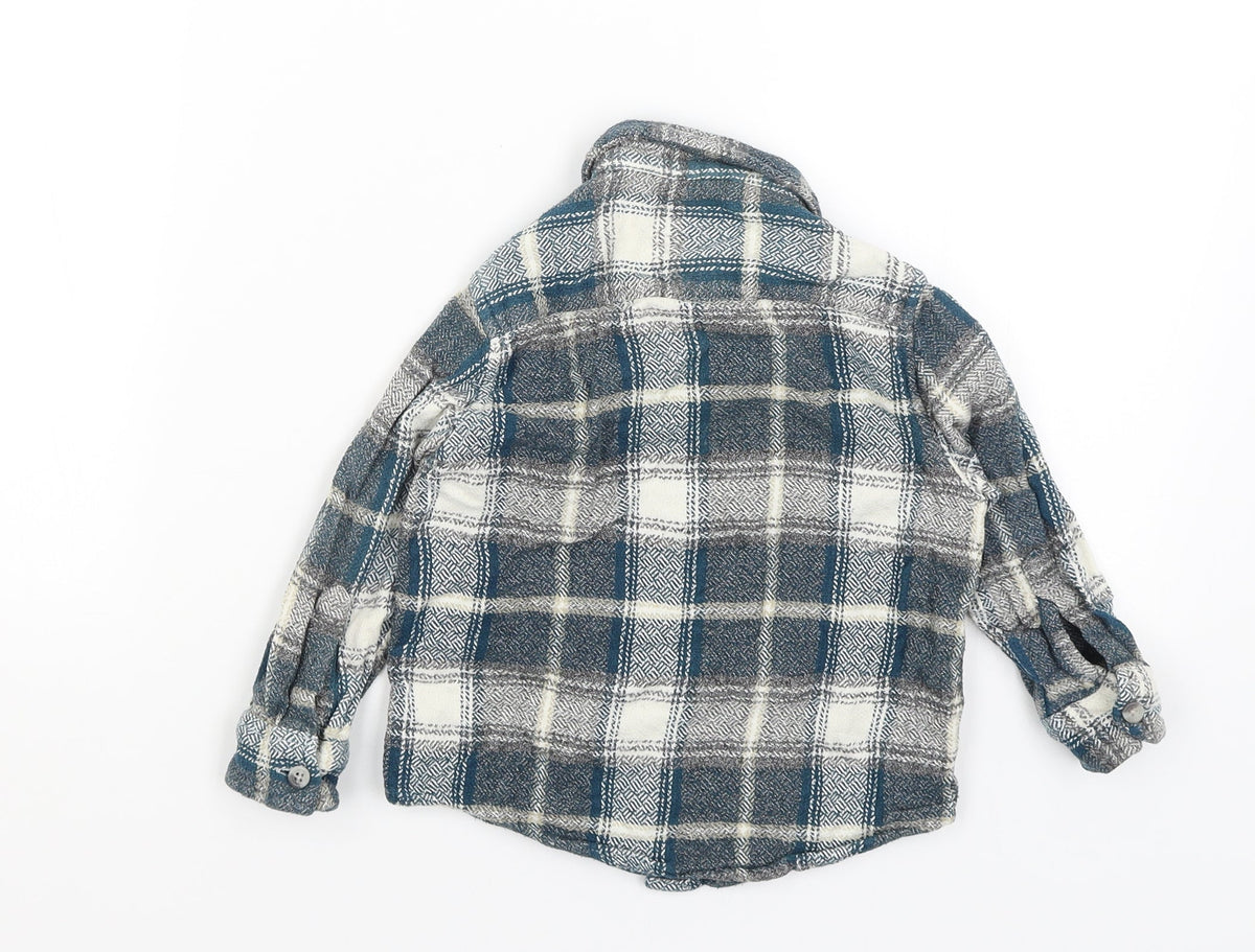 TU Boys Blue Plaid  Basic Button-Up Size 3 Years