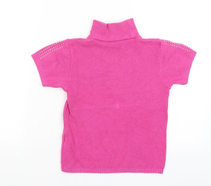 Back view of Yaprak girls’ pink basic t-shirt, size 7-8, years