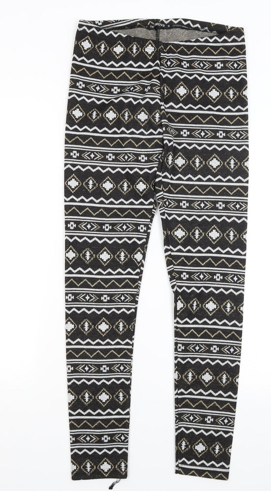 Terranova Womens Black Geometric  Capri Leggings Size S L29 in