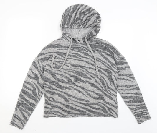 New Look Womens Grey Animal Print  Pullover Hoodie Size S