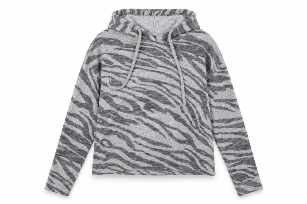 New Look Womens Grey Animal Print  Pullover Hoodie Size S