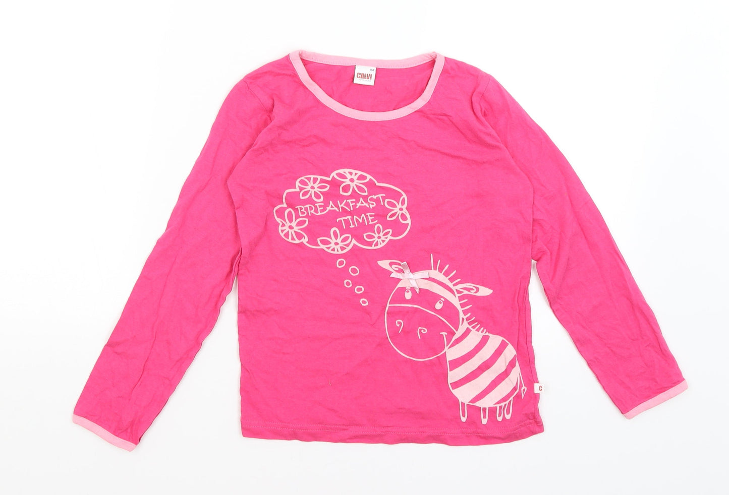 Calvi Girls Pink   Basic T-Shirt Size 7 Years  - Zebra